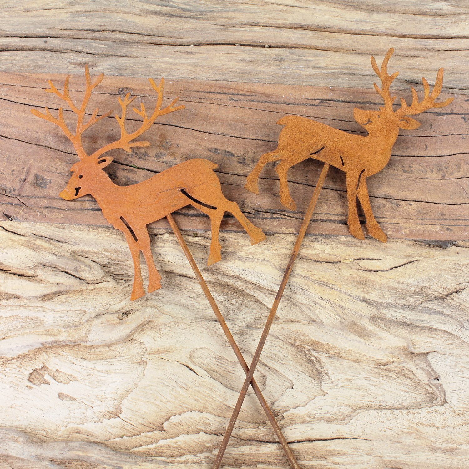 Macosa Home Dekofigur Dekostecker Hirsch 2er Set Rost 55 cm Metall (2 St., günstig online kaufen