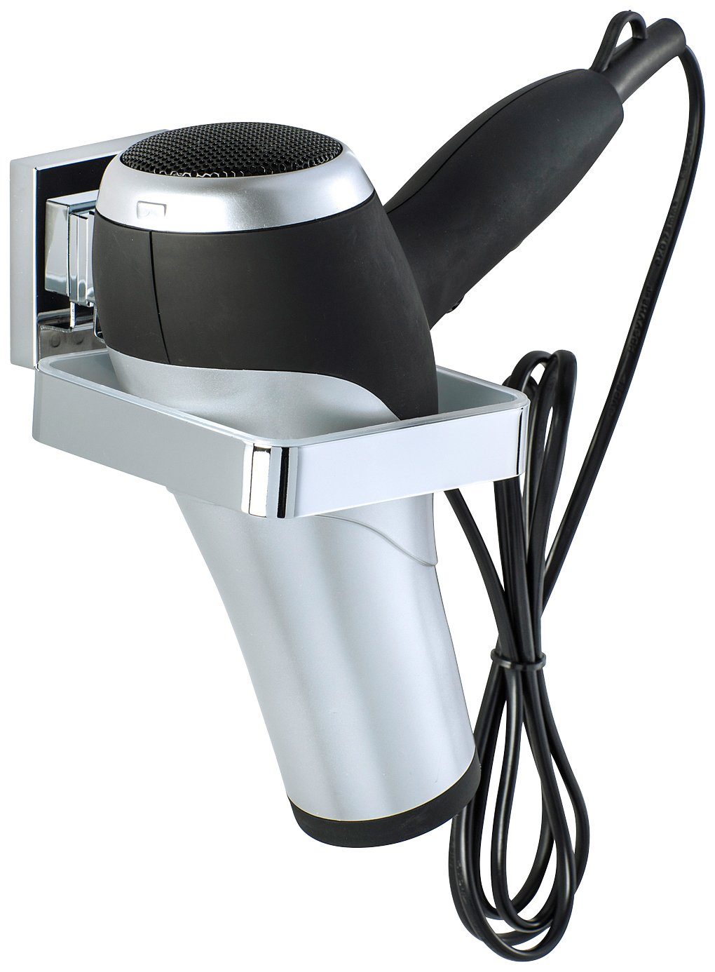 WENKO Haartrocknerhalter Vacuum-Loc Quadro, (Befestigung mit Saugnapf)