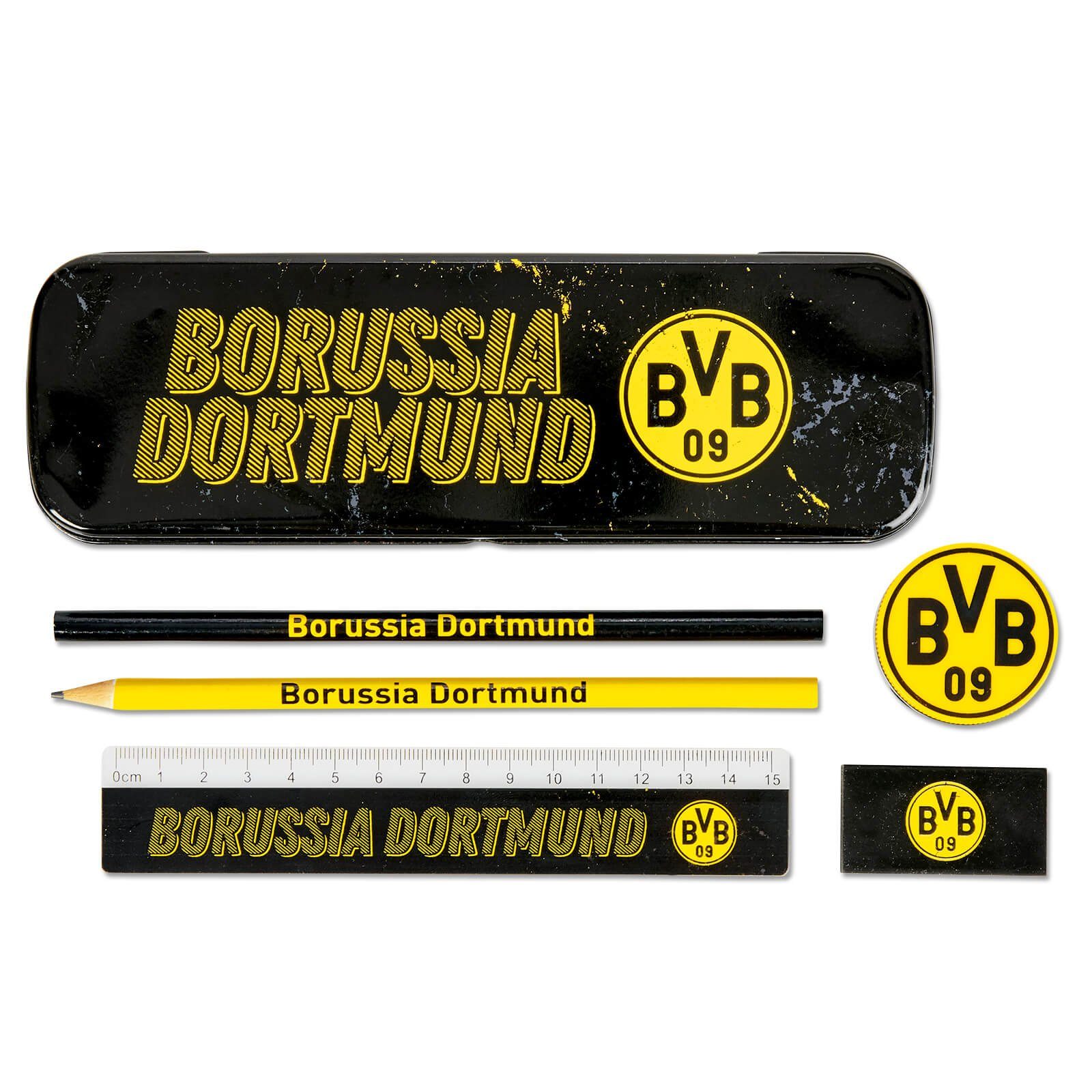 BVB MERCHANDISING Schreibgeräteetui BVB Schreibset mit Metallbox 6tlg