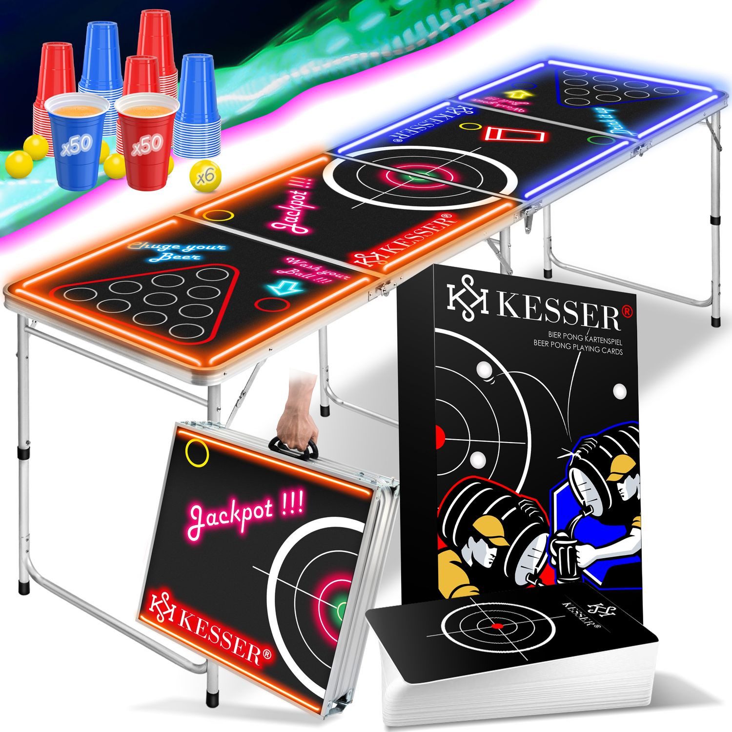 KESSER Klapptisch, Beer Pong Tisch Set mit Kartenspiel Trinkspiel günstig online kaufen