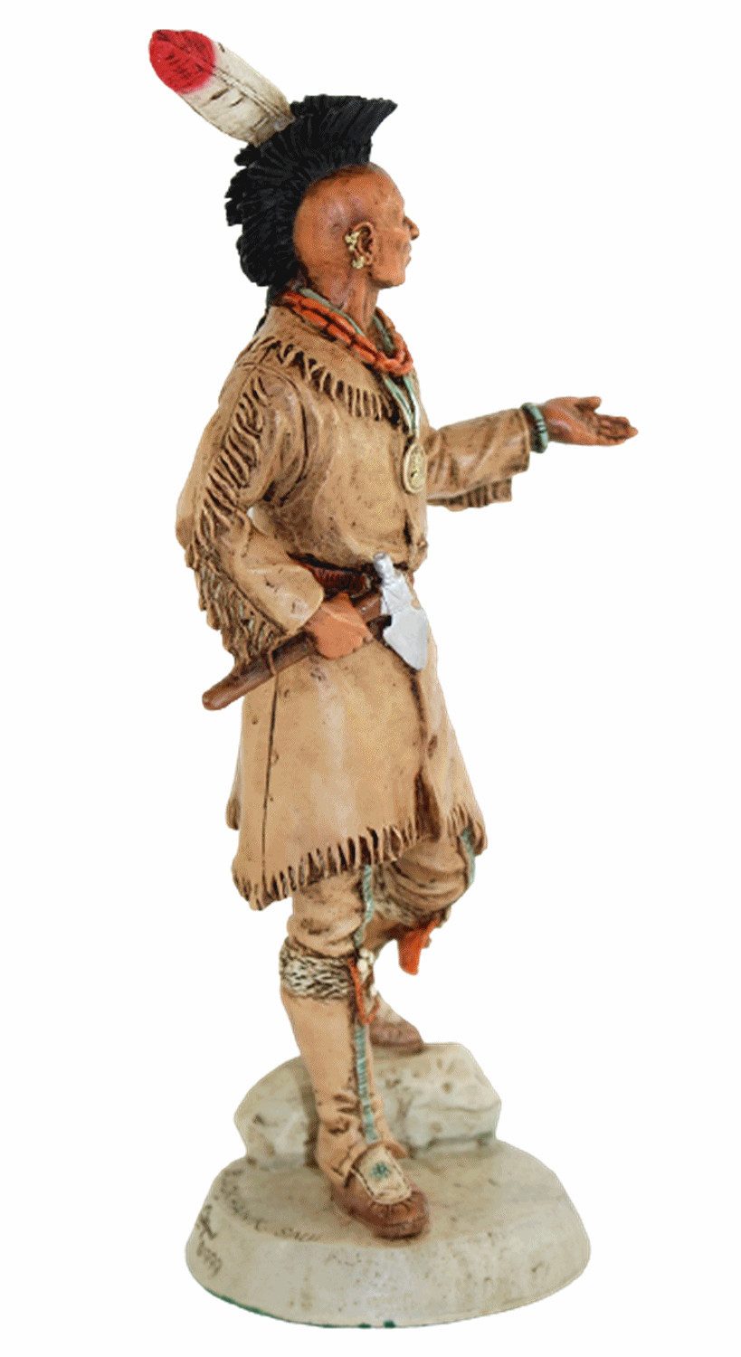 Castagna Dekofigur Skulptur Figur Black Hawk Häuptling Fox H 23 cm Limitierte Kollektion