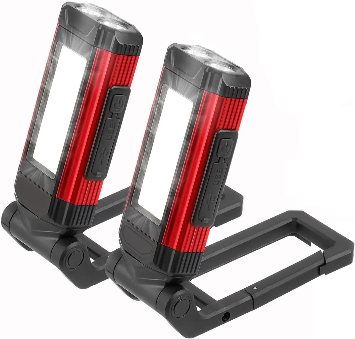 LED Taschenlampe 2er Set LED Arbeitsleuchten Akku Magnet 5 Modi IPX6 360°