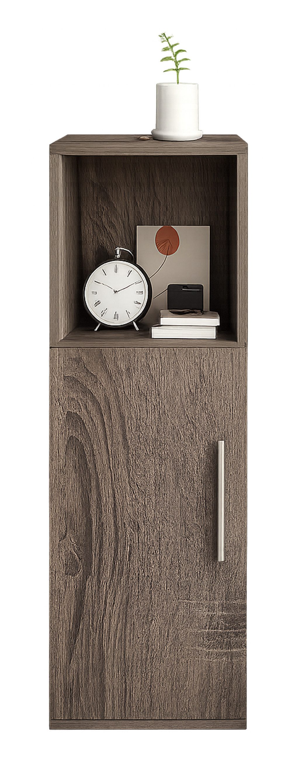 VCM Nachttisch Narila B. 30 x T. 35 x H. 90 cm, Ablage- und Stauraumlösung direkt neben dem Bett, 3 Fächer, Drehtüren