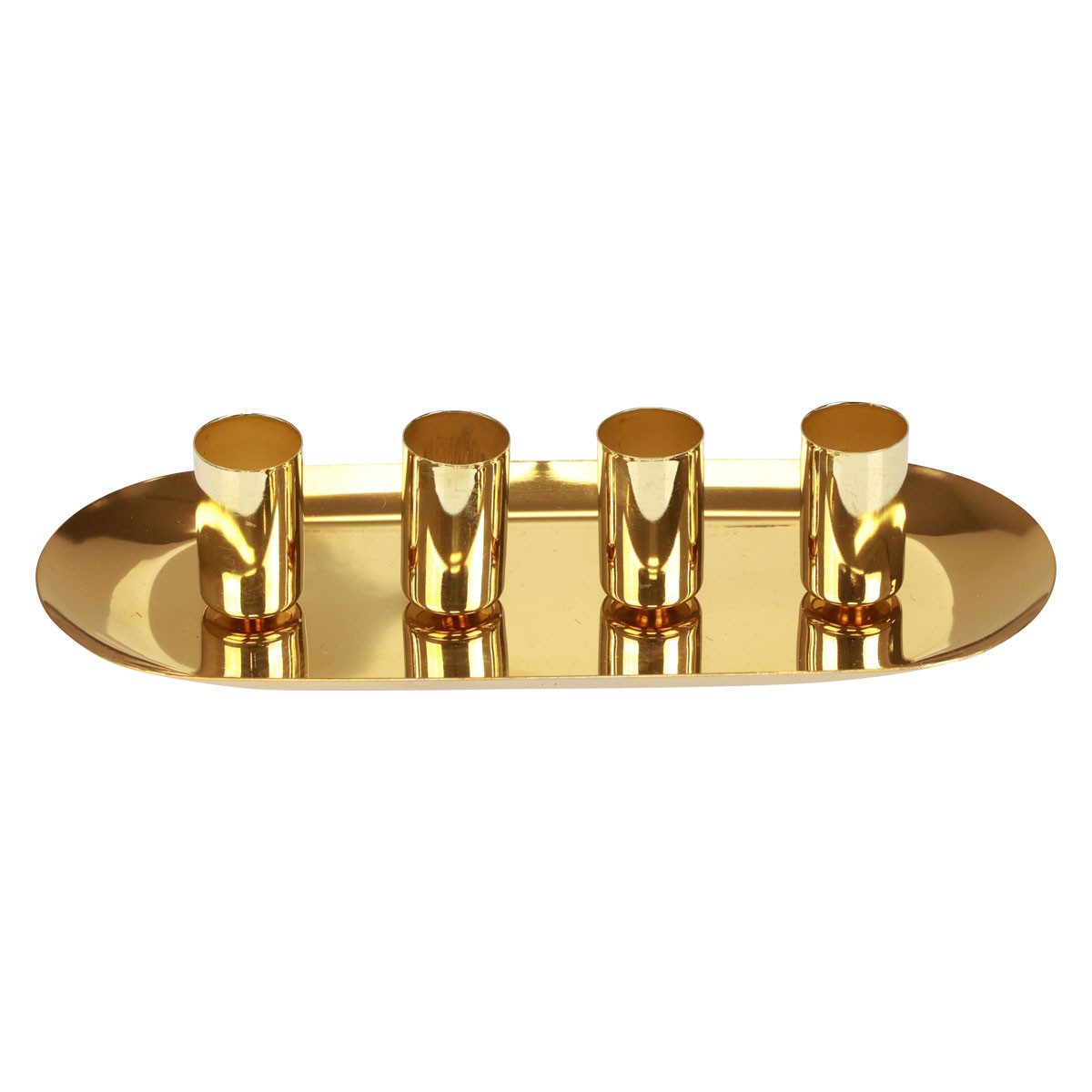 Viana Kerzenhalter Goldener Kerzenteller Metall 4er Stabkerzenhalter 23x9x4,5cm