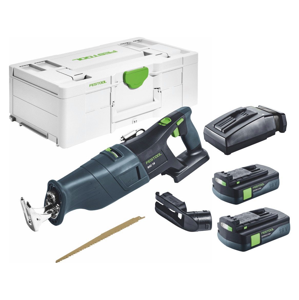 FESTOOL Akku-Reciprosäge RSC 18 EB-Basic Akku Säbelsäge 18 V Brushless + 2x Akku 3,0 Ah