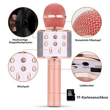 GelldG Mikrofon LED Drahtloses Bluetooth-Mikrofon zum Singen, Spielzeug Kinder