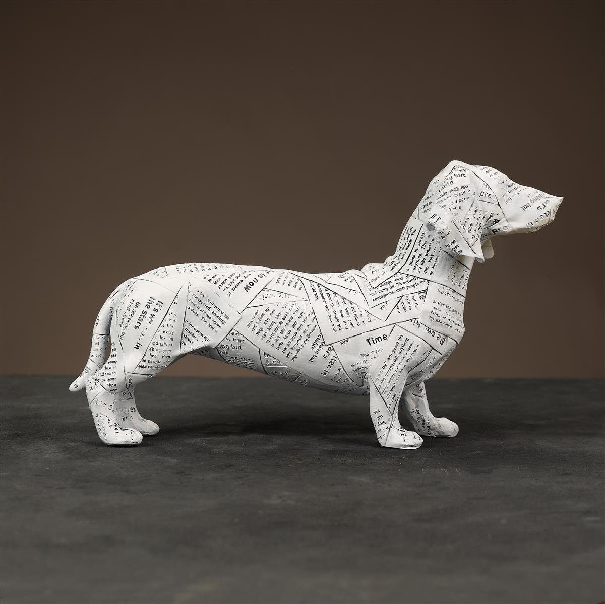 Furni24 Dekofigur weiß Hundeskulptur, Wohnaccessoires