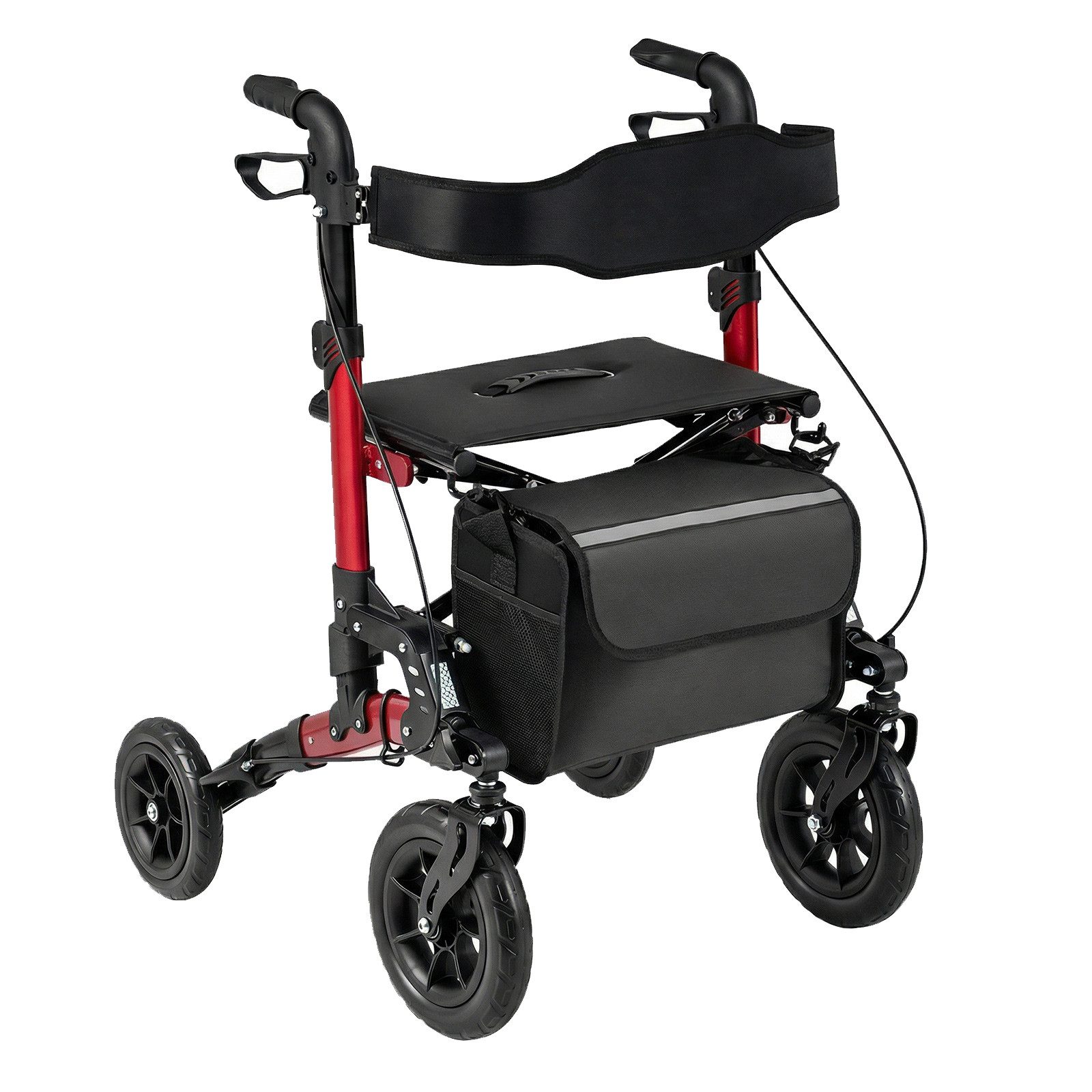 COSTWAY Rollator, Faltbar und leicht mit Sitz, Tasche & Stockhalter, bis 136 kg