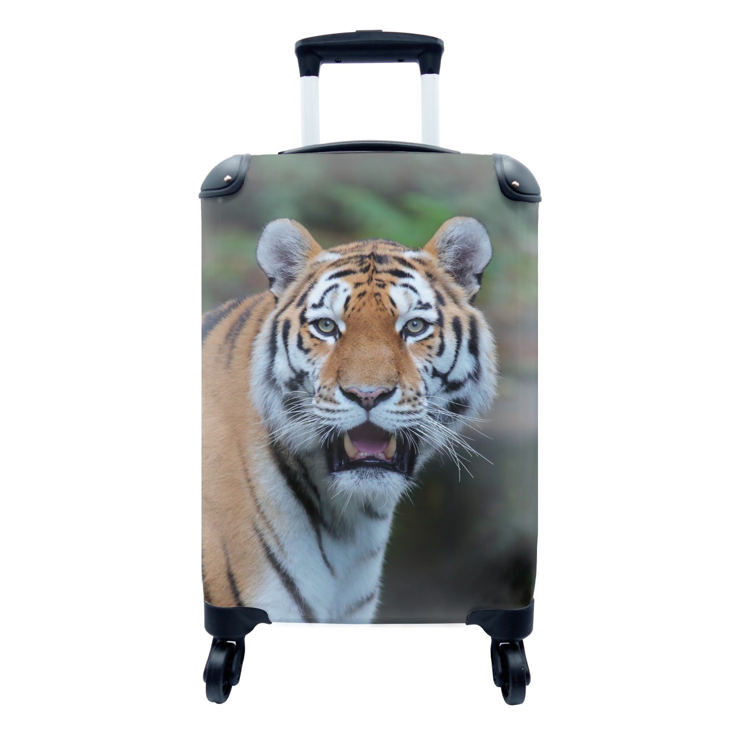 MuchoWow Handgepäckkoffer Tiger - Gähnen - Natur, 4 Rollen, Reisetasche mit rollen, Handgepäck für Ferien, Trolley, Reisekoffer