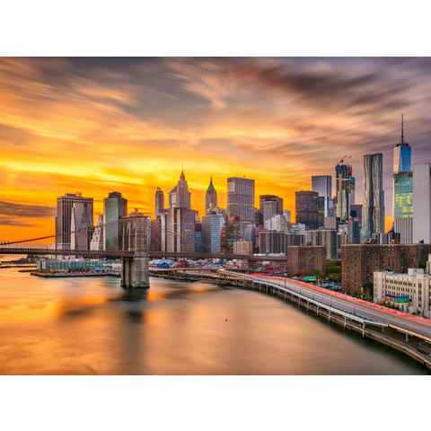 Papermoon Fototapete Manhattan Skyline Sunset, glatt