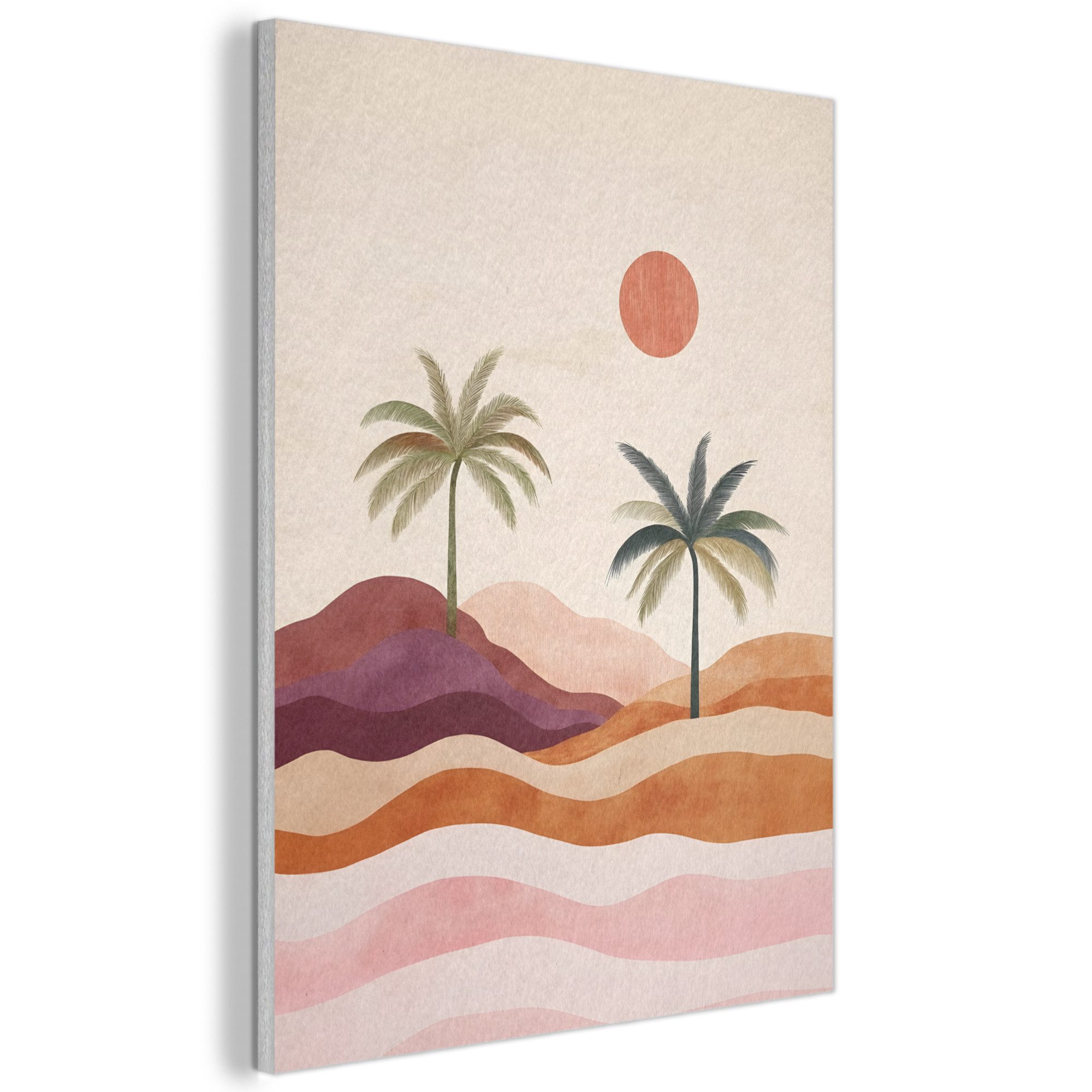MuchoWow Gemälde Palmen - Abstrakt - Sonne - Hügel, Fotodruck (1 St), Akust günstig online kaufen