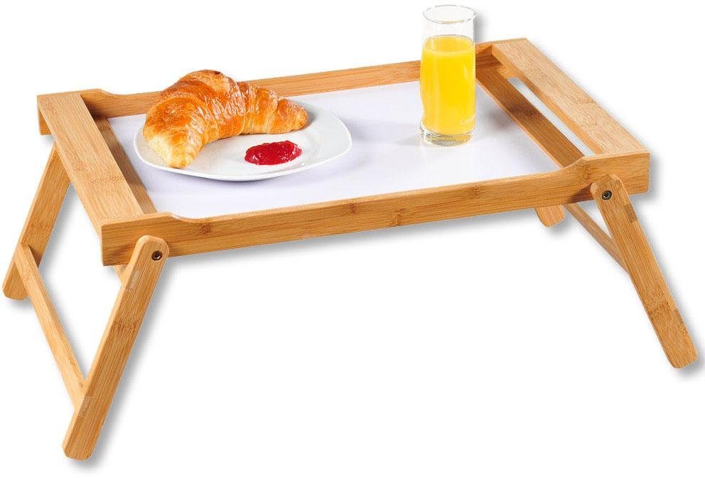 KESPER for kitchen & home Tablett Bett-Tablett, Bambus, MDF, mit ausklappbaren Füßen