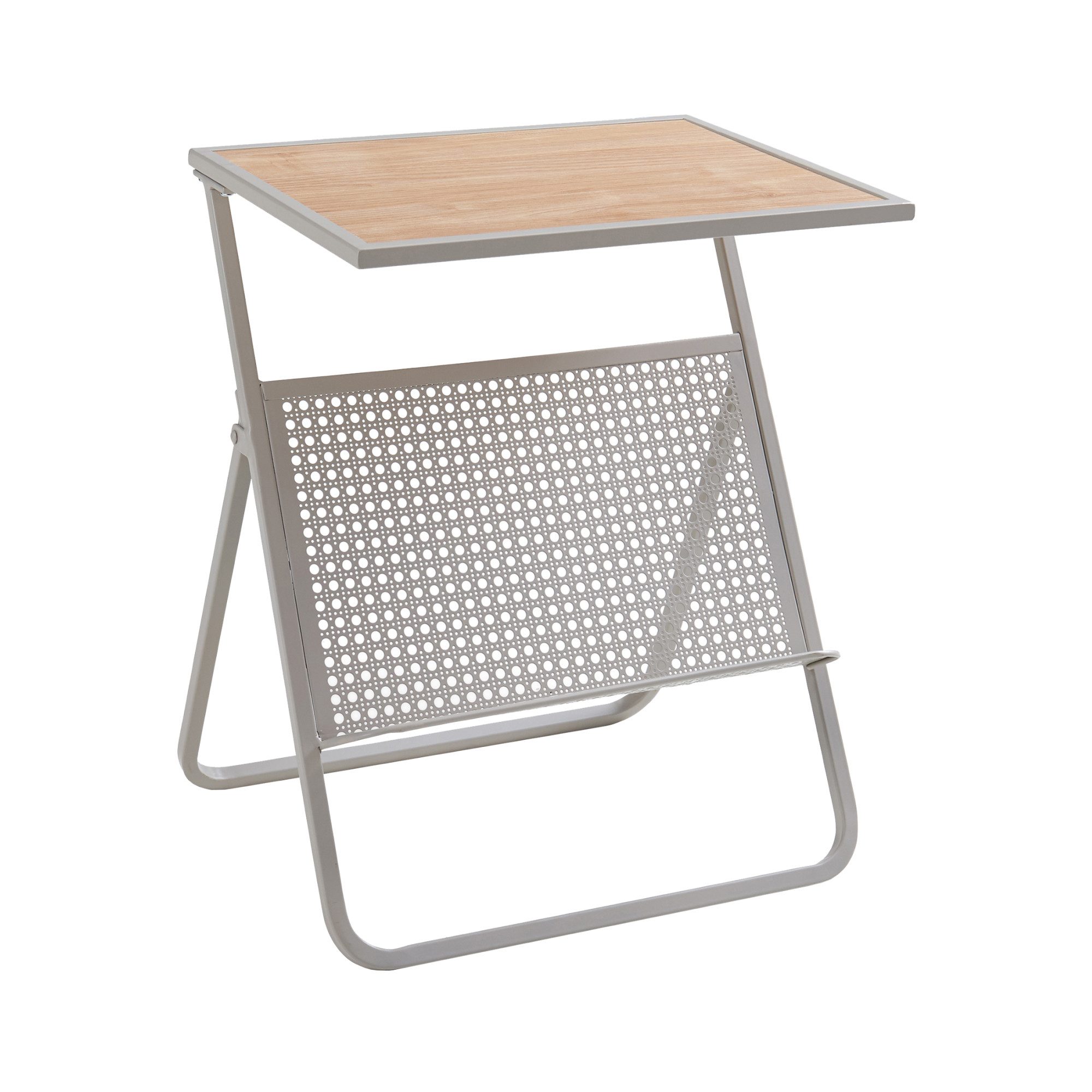 en.casa Beistelltisch, »Jäller« Metall 48 x 40 x 30 cm Beige / Eicheoptik