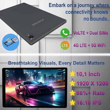 YUMKEM Tablet (10,1", 128 GB, Android 13, 4G, Dual 4G LTE SIM & 5G-WLAN, IPS 1920P FHD Lebendiger Bildschirm)