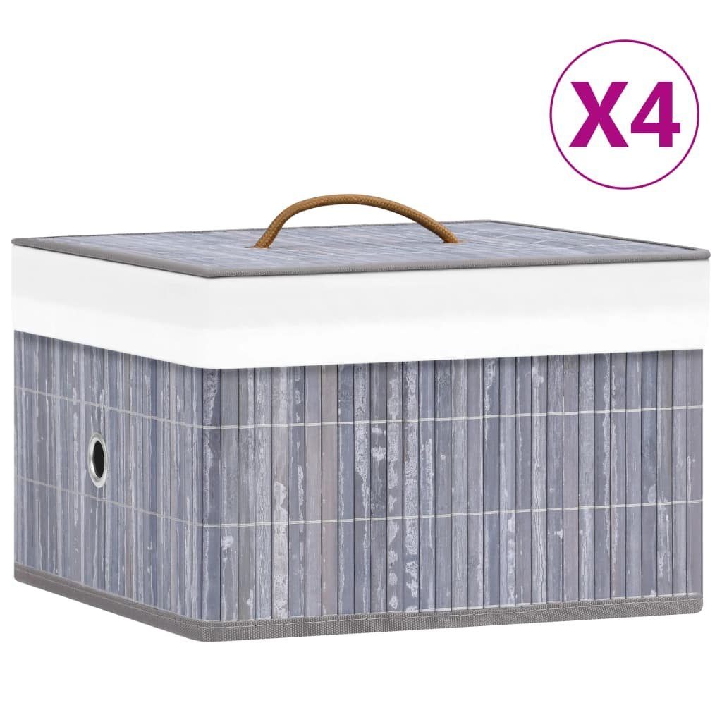 vidaXL Aufbewahrungsbox Bambus Aufbewahrungsboxen 4 Stk. Grau (4 St)