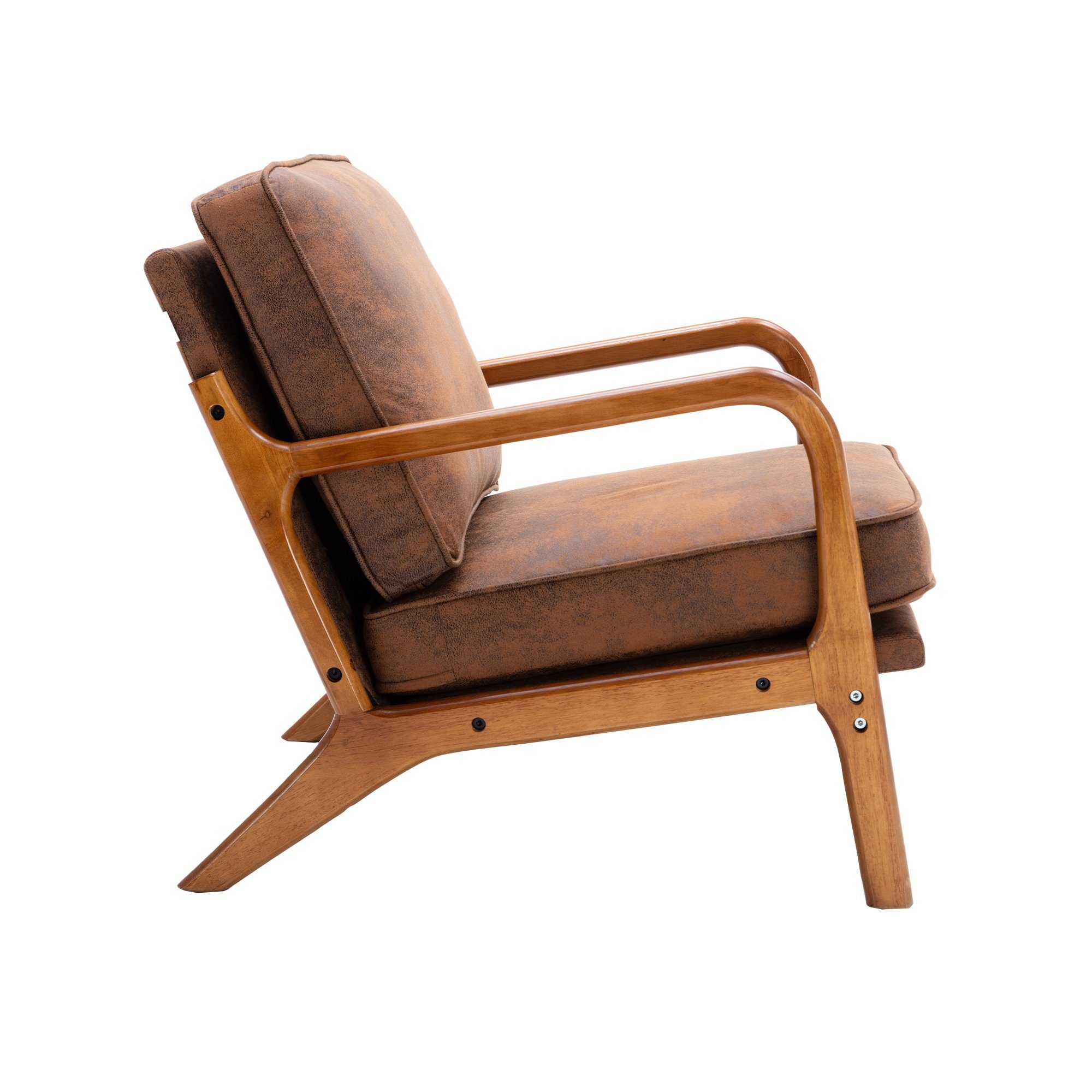 Odikalo Loungesessel Einzelsessel Akzentstuhl Einzelsofa Holzgestell mehrfarbig Relaxsessel Braun