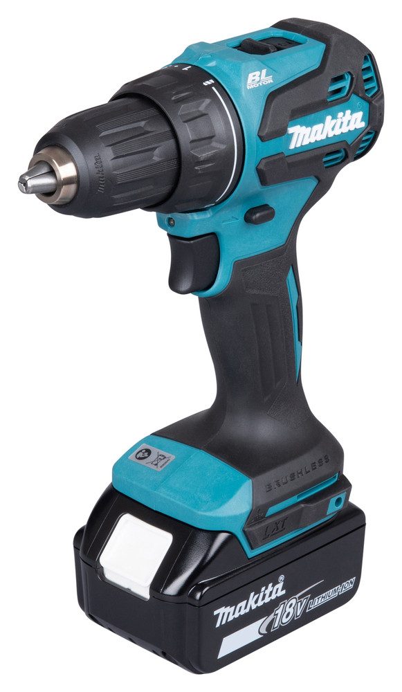 Makita Akku-Bohrschrauber »DDF490RFJ« 18V, Inkl. 2x 3Ah Akku und Ladegerät, (max. 65 Nm, 0-1.900 min⁻¹, 13 mm), leistungsstarker & bürstenloser Bohrschrauber mit 65 Nm Drehmoment