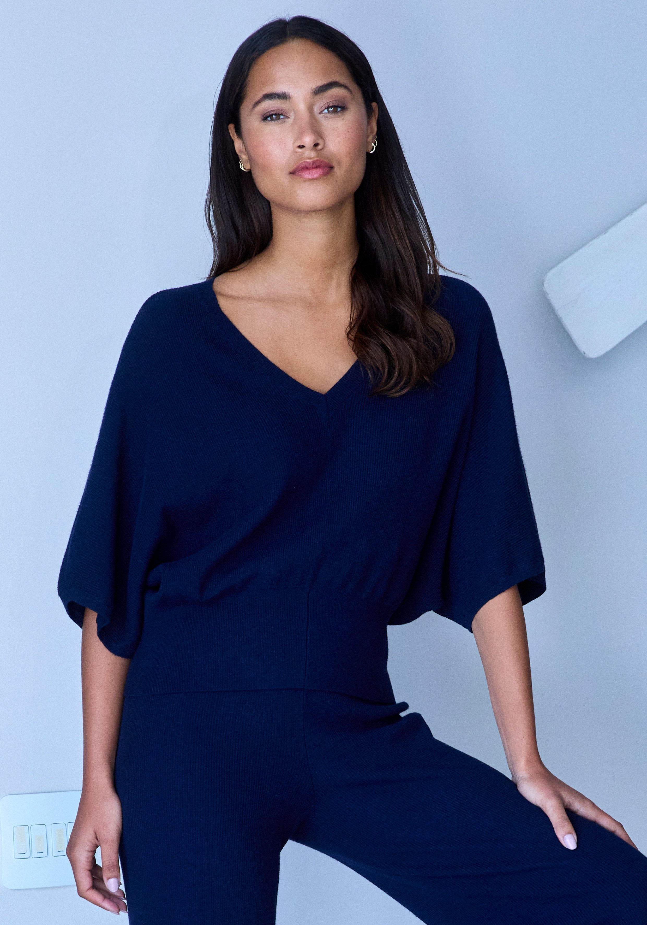 Copenhagen Studios Fledermausshirt aus hochwertiger, feiner Rippe, Loungewear