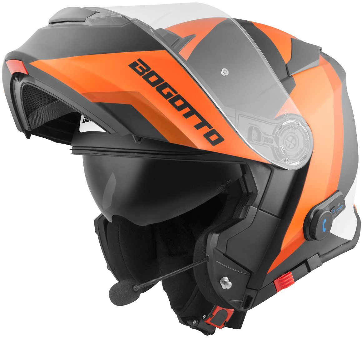 Bogotto Motorradhelm V271 BT Zabu Bluetooth Klapphelm, vorbereitet für Kommunikationssystem,integriertes Kommunikationss