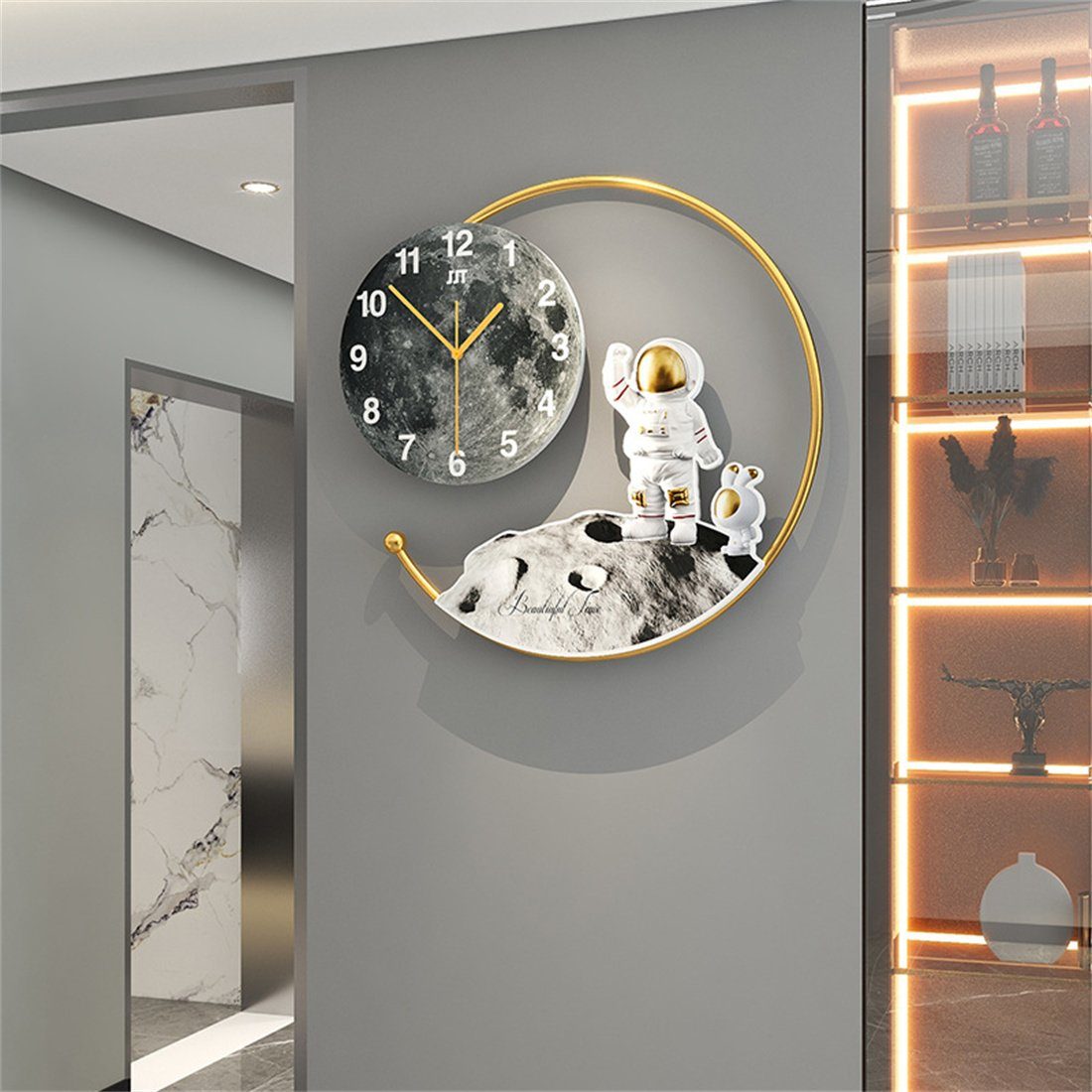 40cm DÖRÖY Astronaut Wanduhr, Uhr Wanduhr stille Wanduhr,dekorative moderne kreative