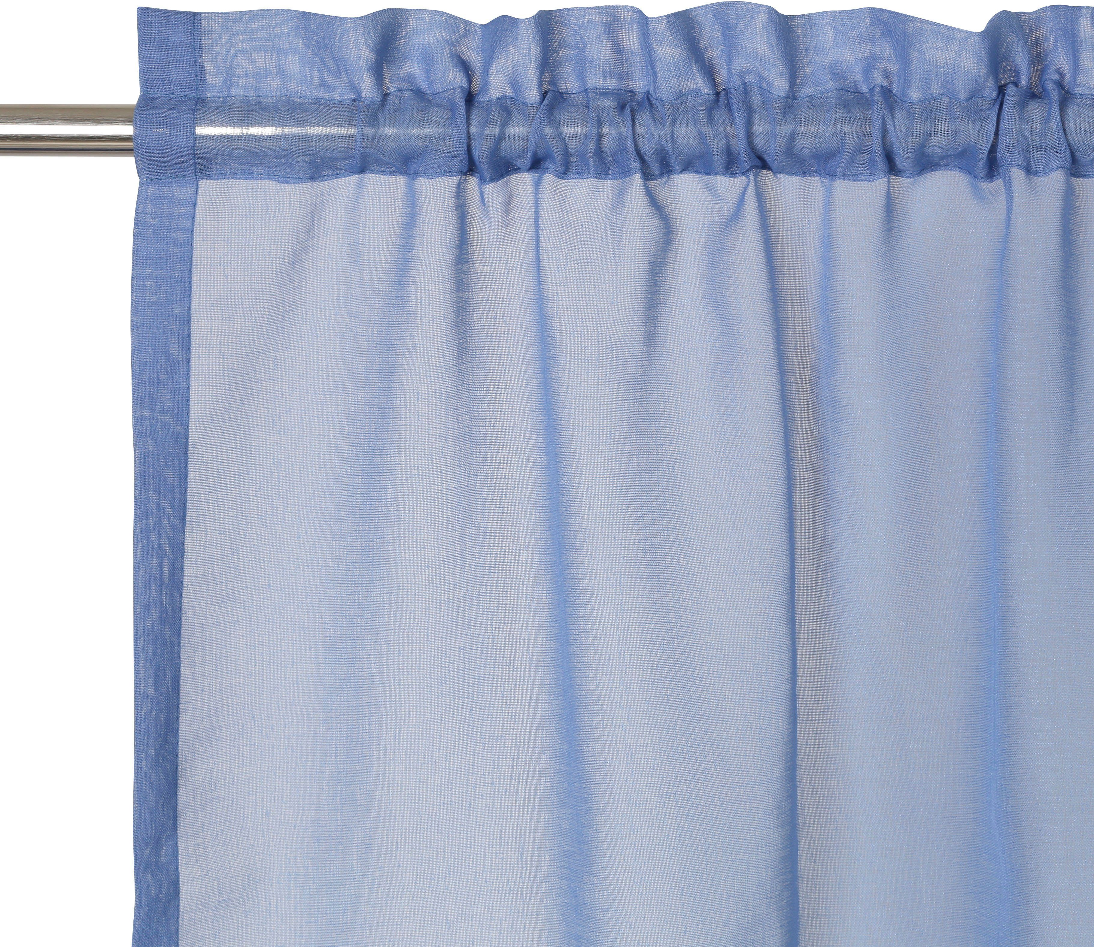 Hartford, blau Polyester transparent, Stangendurchzug Gardine Timbers, St), (1