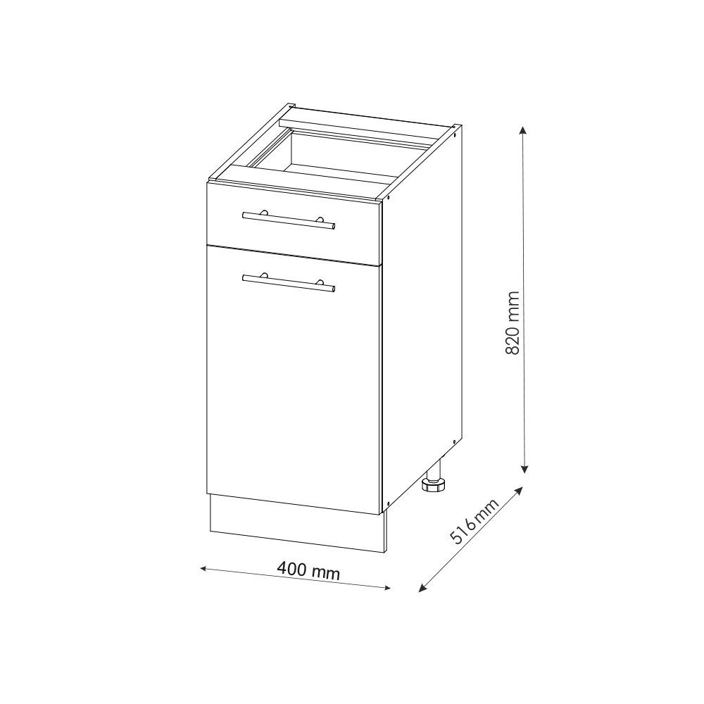 Vicco Unterschrank Schubunterschrank Fame 40cm Schwarz/Eiche