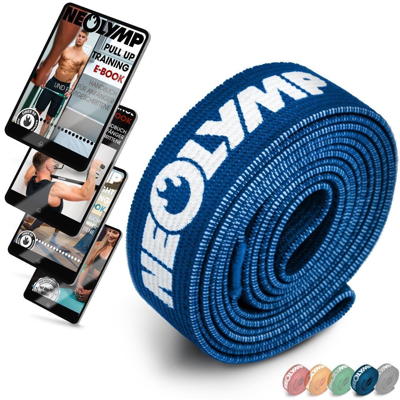 NEOLYMP Trainingsband Fitnessbänder - Widerstandsbänder für Muskelaufbau - Resistance Bänder, Baumwolle, mit E-Book, Waschbar, Sanft zur Haut, Rutschfest, Fitness