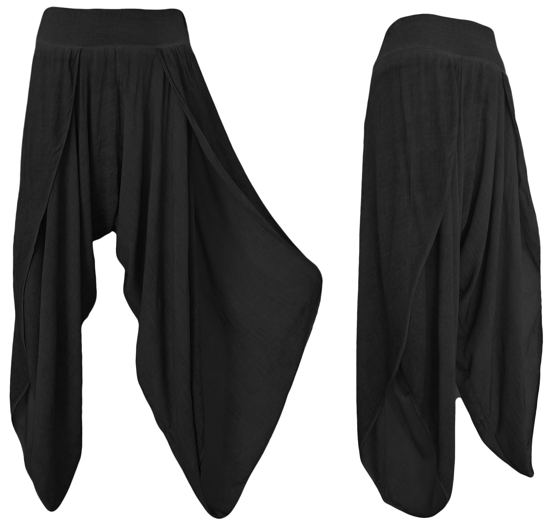 OriginalYou Haremshose Luftige Damen Hosen Sommerhosen mit Beinschlitzen super leichtes Sommergewebe, offenes Bein