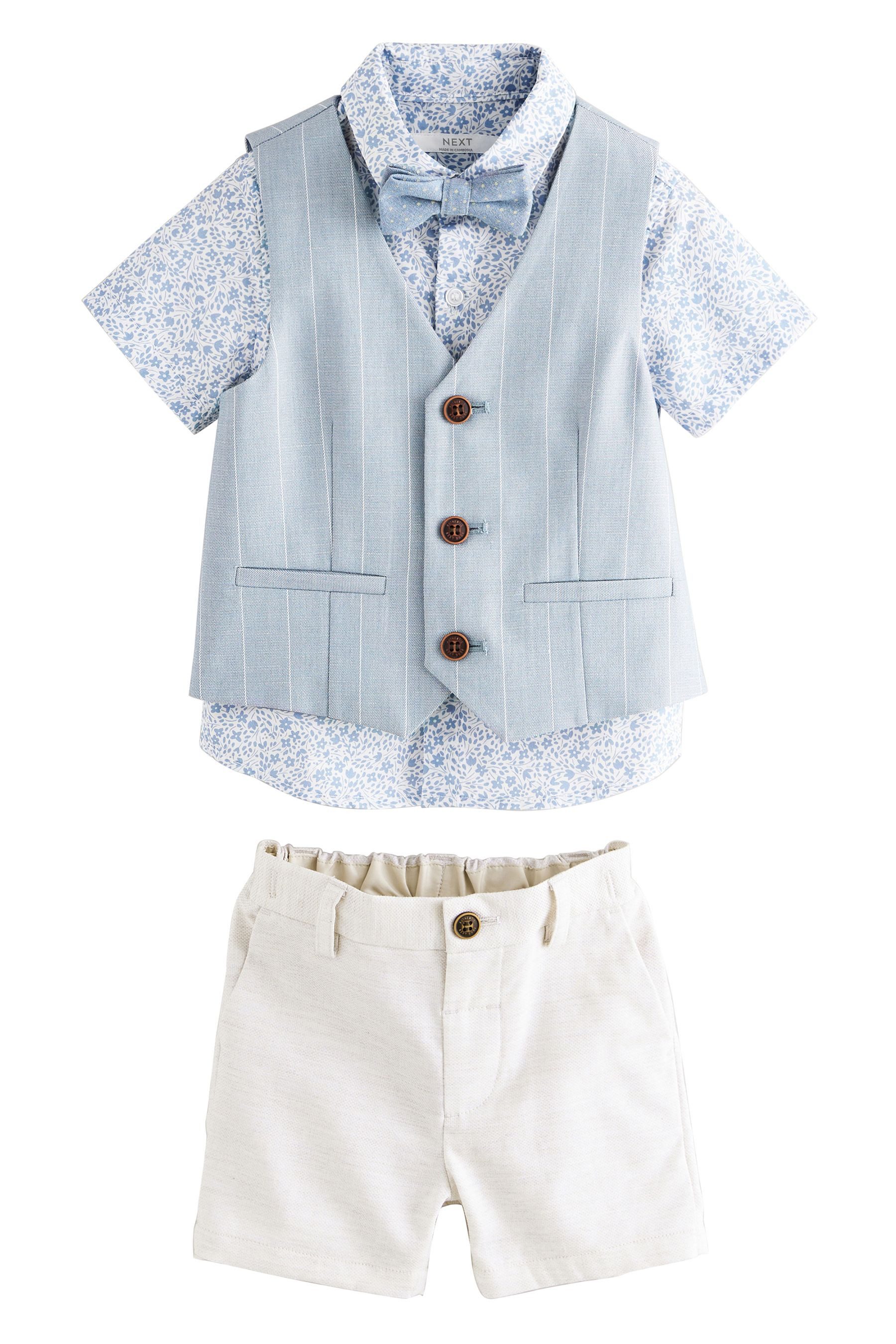 Next Weste, Hemd & Krawatte/Fliege Weste, Hemd, Shorts und Fliege, Set (4-tlg)