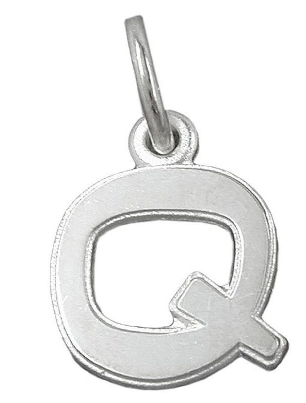 Buchstabenanhänger Anhänger Buchstabe Q mit Rand 925 Silber 12 x 10 mm inkl. Schmuckbox