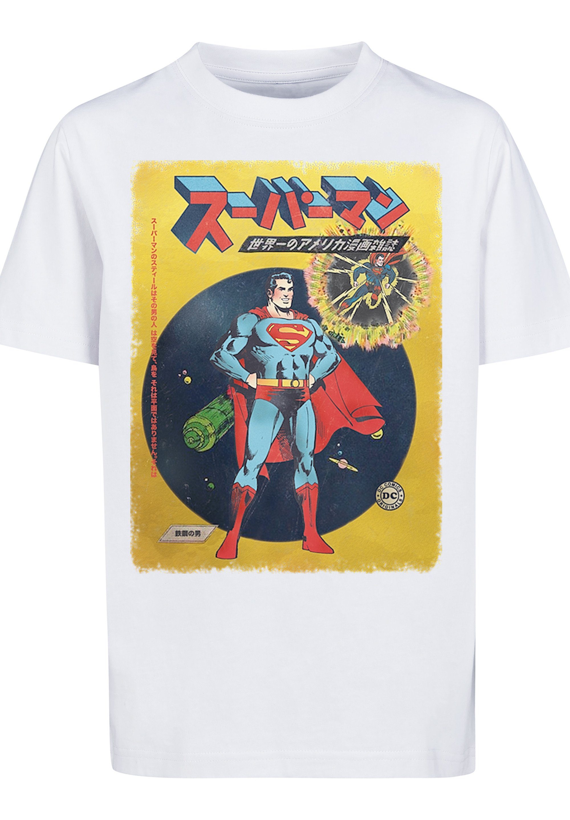 DC weiß T-Shirt F4NT4STIC Superman Merch,Jungen,Mädchen,Bedruckt International Cover Comics Unisex Kinder,Premium