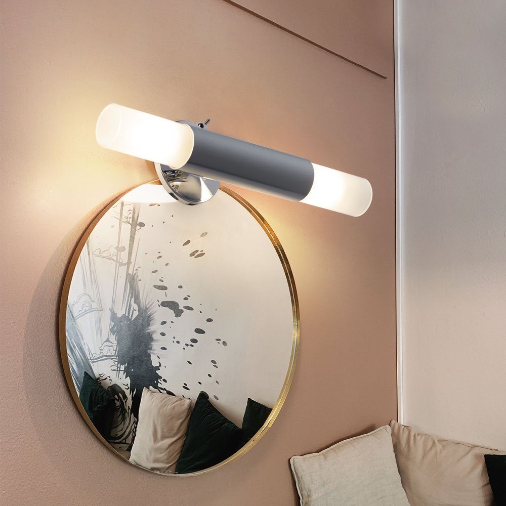 Leuchtmittel Wandleuchte, Spiegellampe inklusive, LED chrom LED Flurlampe Klemmleuchte Warmweiß, etc-shop Badezimmerleuchte