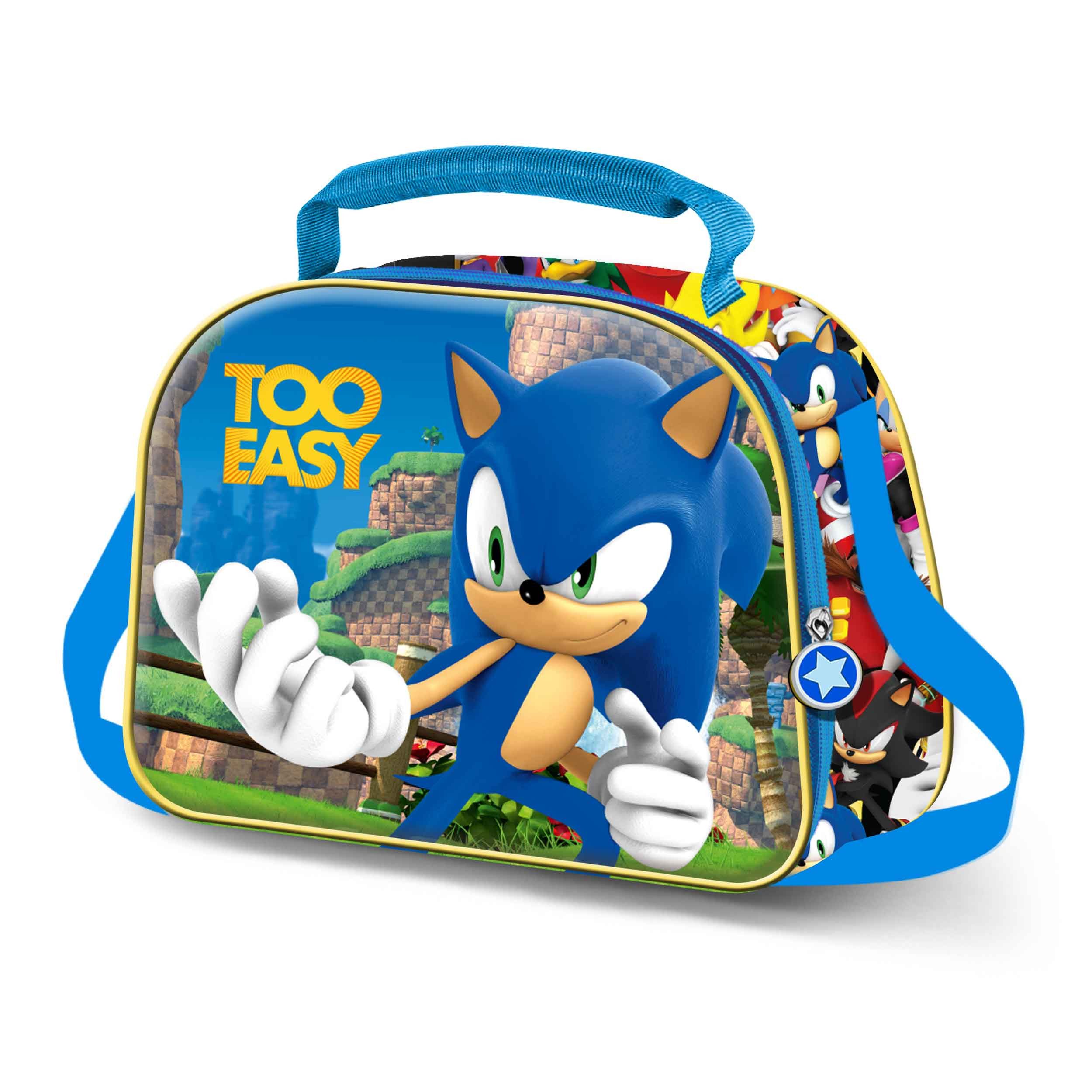 Lunchbox 3D Lunchbox-Tasche Sonic Kinder Brottasche Pausenbeutel Blau