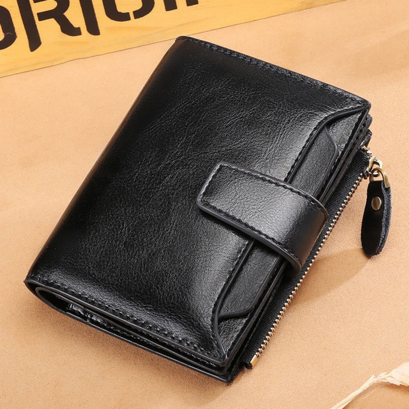 (Frauen 13 Münzfach Wallet, NFC Beutel 3cm Geldbörse Portemonnaie Weich Geldbeutel Geldbörse mit Geld Brieftasche Kartenetui, Kreditkartenetui, x Kartenfächer, x Portmonee OKWISH Kurz Slim Kartenhalter), Handtasche 10 RFID-Schutz Damen mit 12 Schwarz