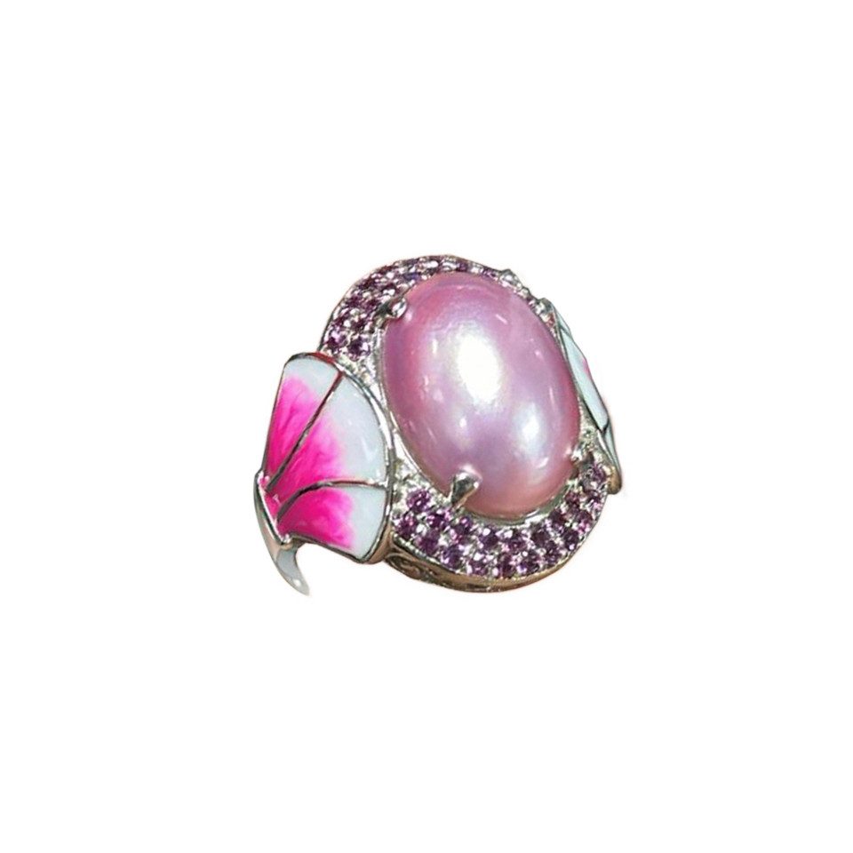 Cavill Perlenring Schicker ovaler Mabe Perlen & Rhodolith Sterling Ring, 0,794ct (1-tlg)
