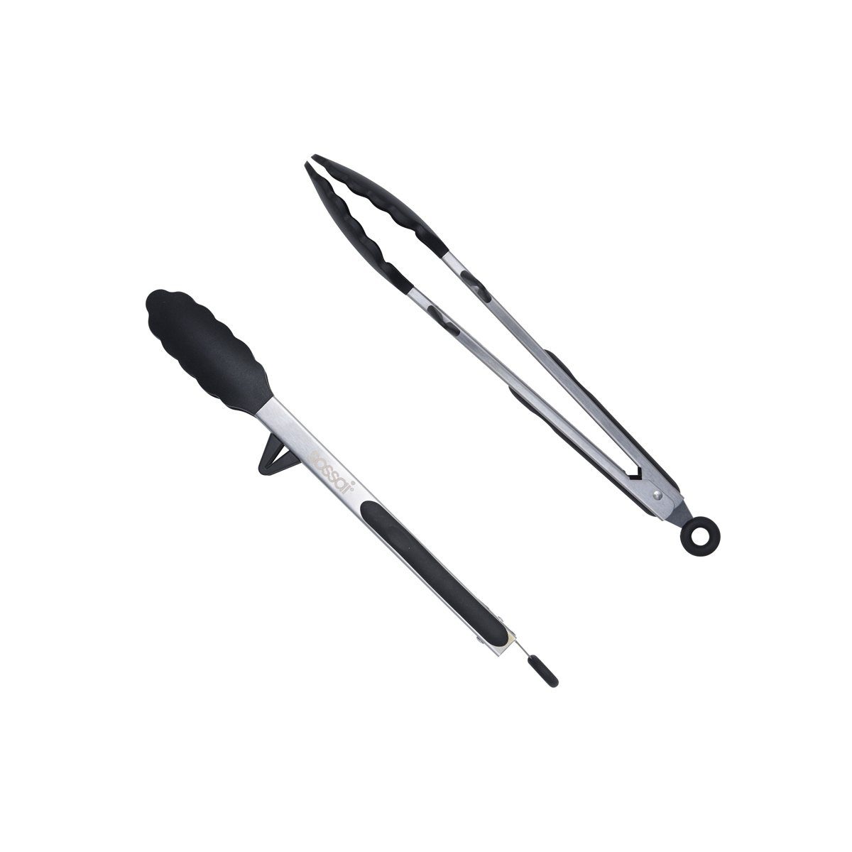sossai® Grillzange Edelstahl/Silikon Grill & Küchenzange 30 und 40 cm, inkl. Standfüße