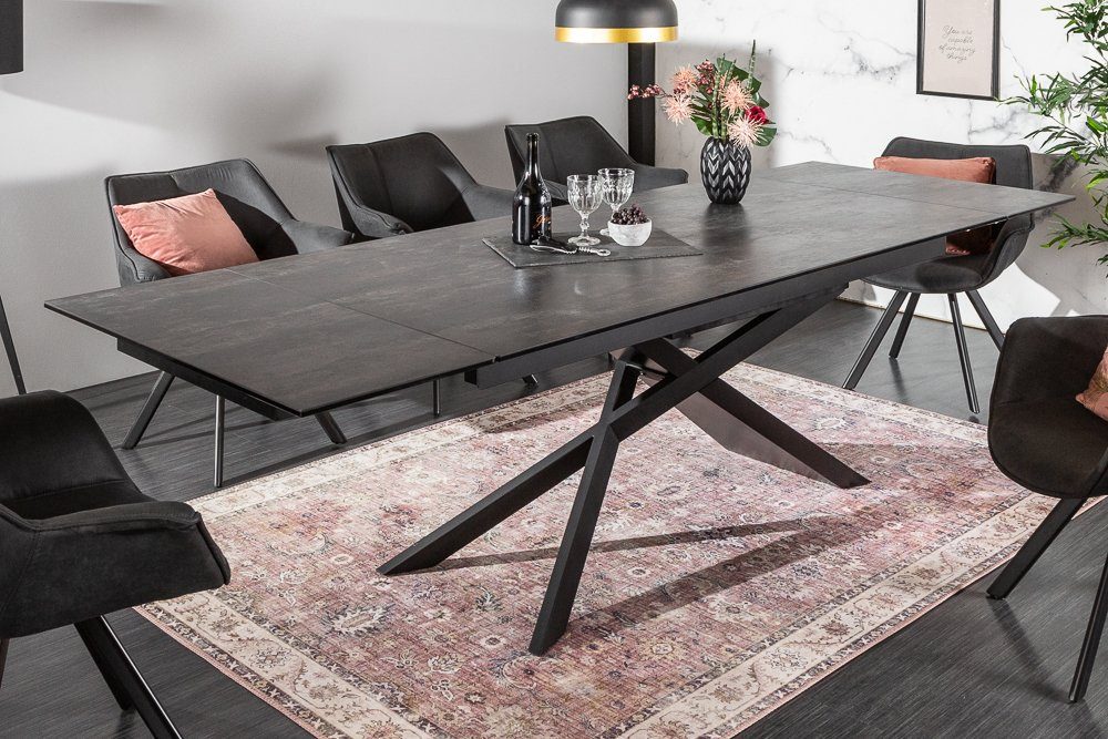 ausziehbar · (Einzelartikel, grau Keramik riess-ambiente · / 1-St), · grau, schwarz Esstisch EUPHORIA Design Lava-Optik schwarz Industrial 180-220-260cm