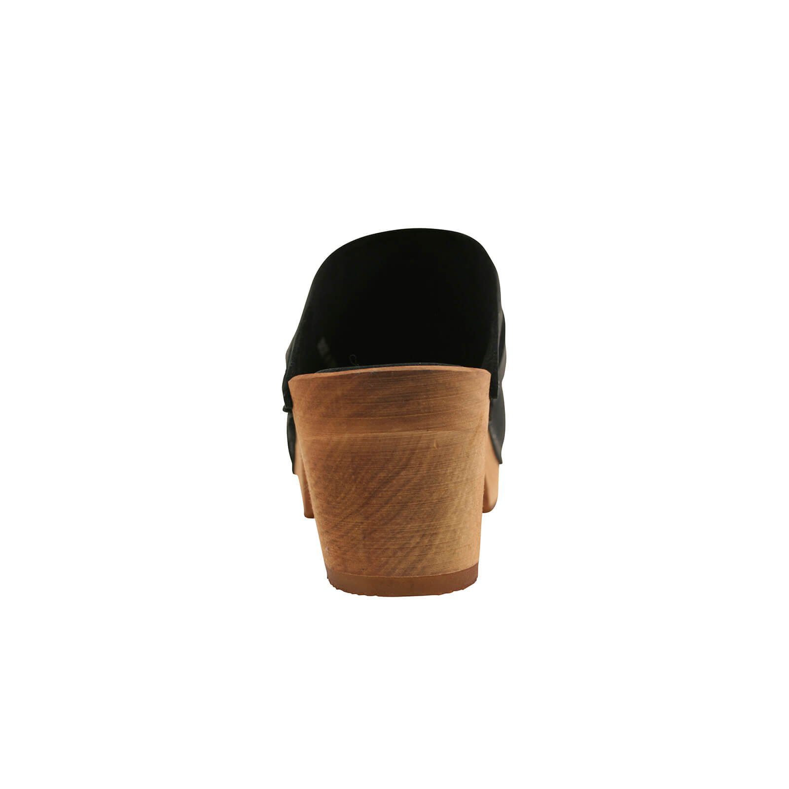 Sanita Wood-Manuella Square Open Clog Black Sandale