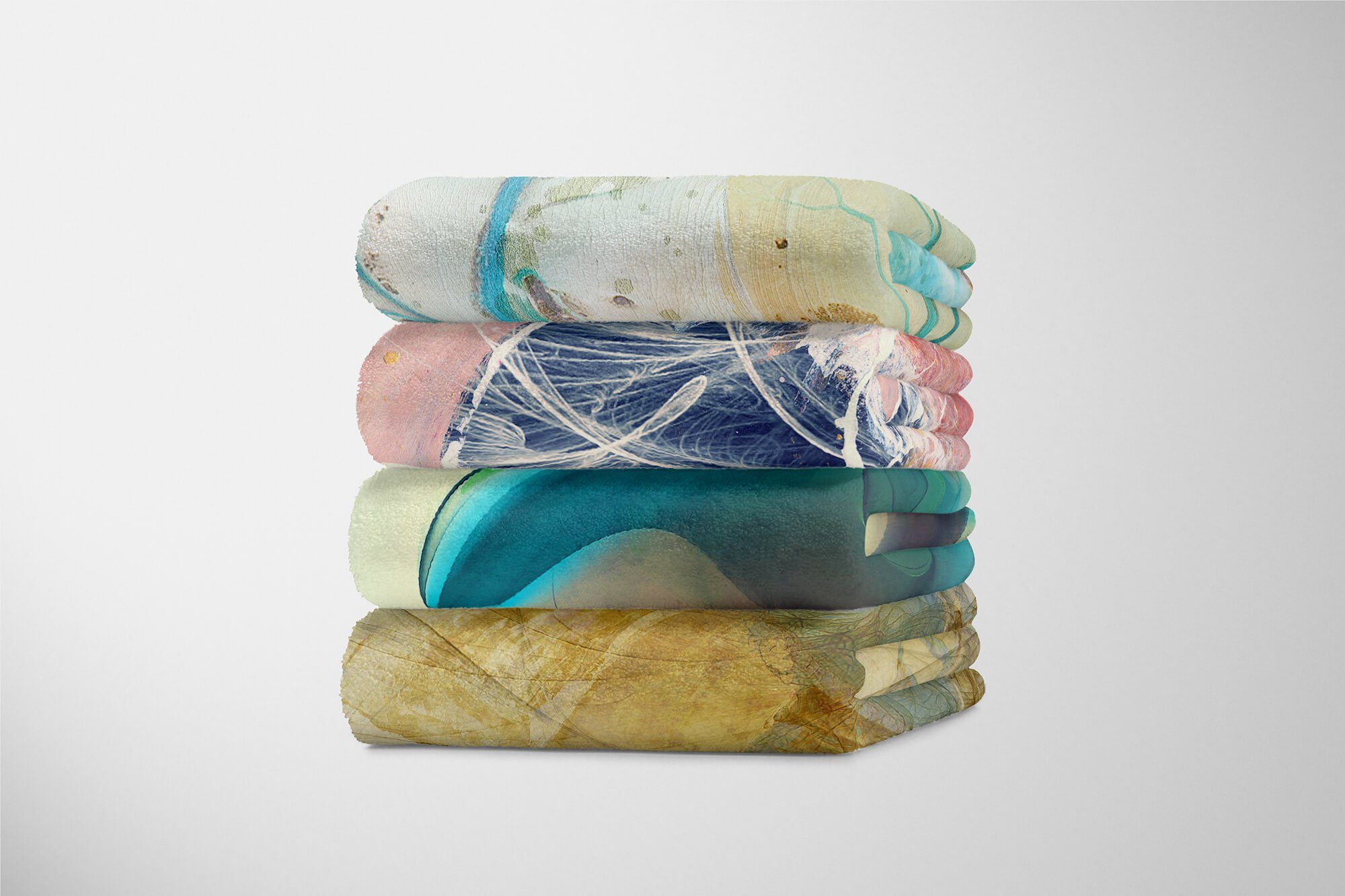 abstrakten (1-St), mit Saunatuch Baumwolle-Polyester-Mix Art Handtuch Motiv, Sinus Handtuch Handtücher Strandhandtuch Enigma Kuscheldecke