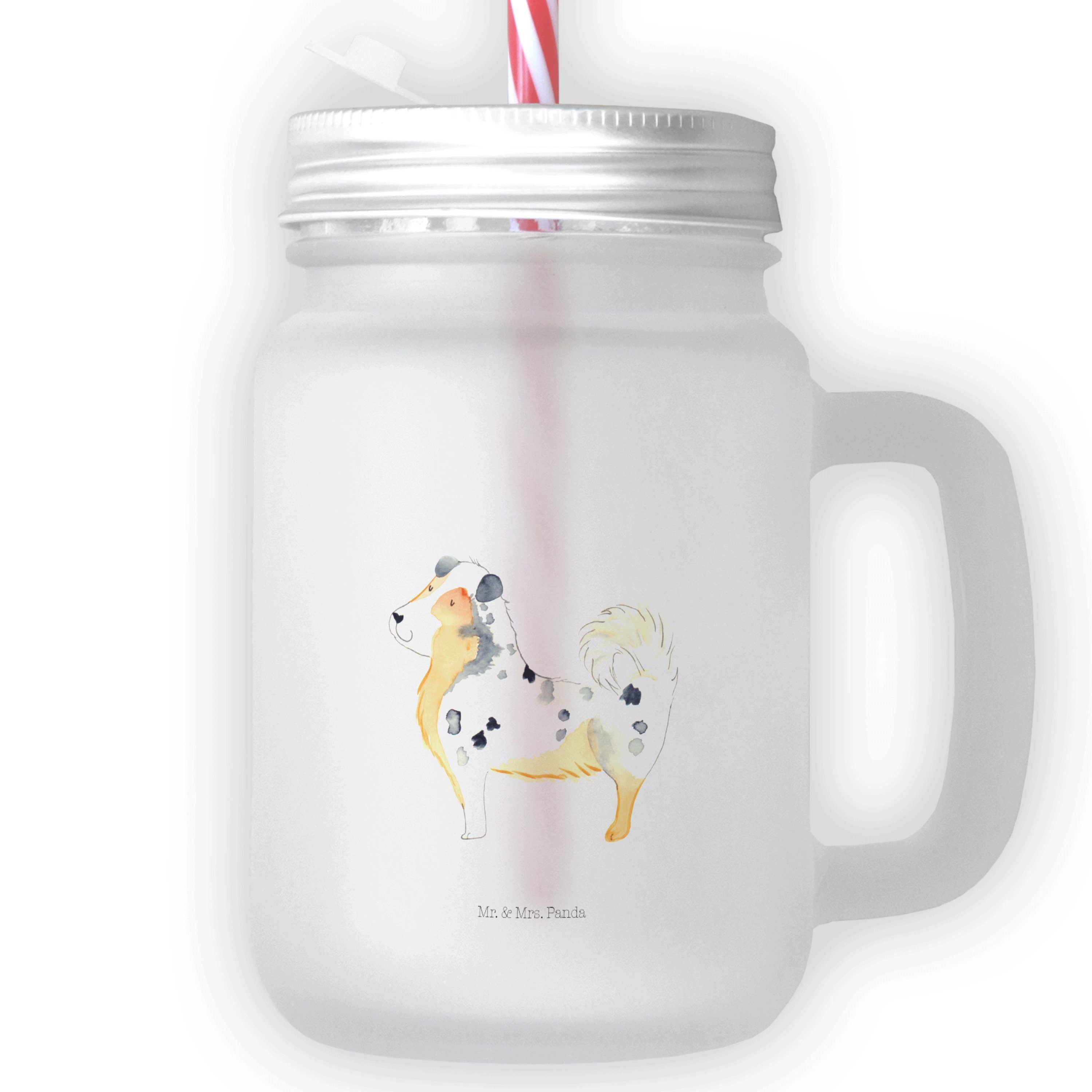 Mr. & Mrs. Panda Glas Australien Shepherd - Transparent - Geschenk, Trinkglas, Tierliebhabe, Premium Glas