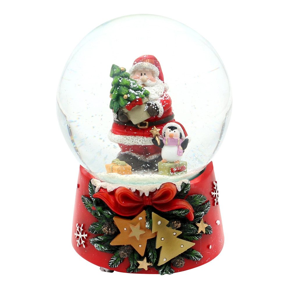 Dekohelden24 Schneekugel XL und XXL Schneekugeln in verschiedenen Ausführungen. (1 St), Spielt die Melodie "Feliz Navidad", liebevoll gestalteter Sockel