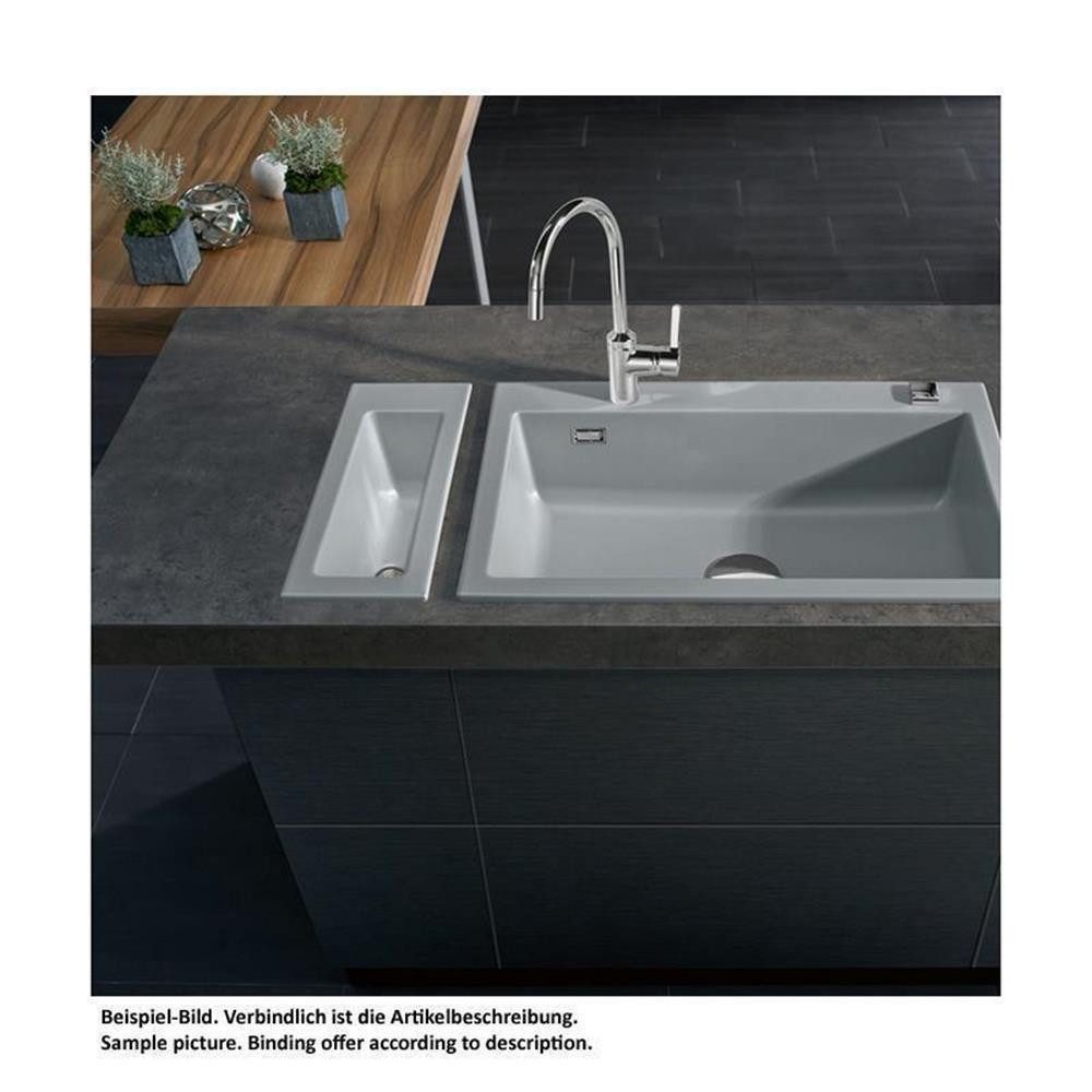 Systemceram Küchenspüle KeraDomo MERA 24 mit Handbetätigung Alu, 24/486 cm