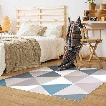 Teppich Vinyl Wohnzimmer Schlafzimmer Flur Küche Muster modern, Bilderdepot24, quadratisch - blau glatt, nass wischbar (Küche, Tierhaare) - Saugroboter & Bodenheizung geeignet