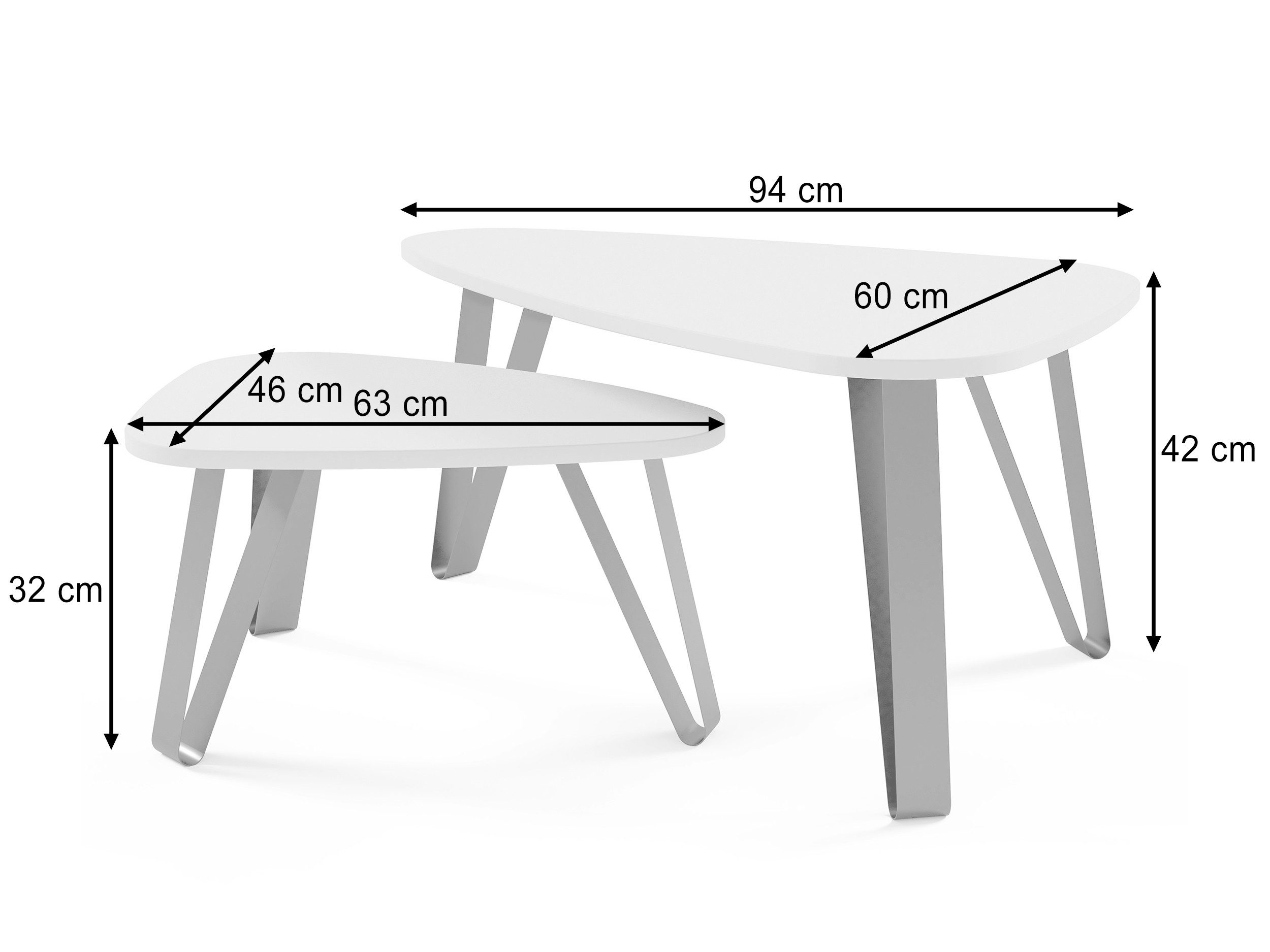 Beautysofa Couchtisch OVIO mit dreieckigen Tischplatten, modernes 2‑teiliges Set (moderner Tisch für Wohnzimme), Wohnzimmertisch in Kaschmir oder Schwarz