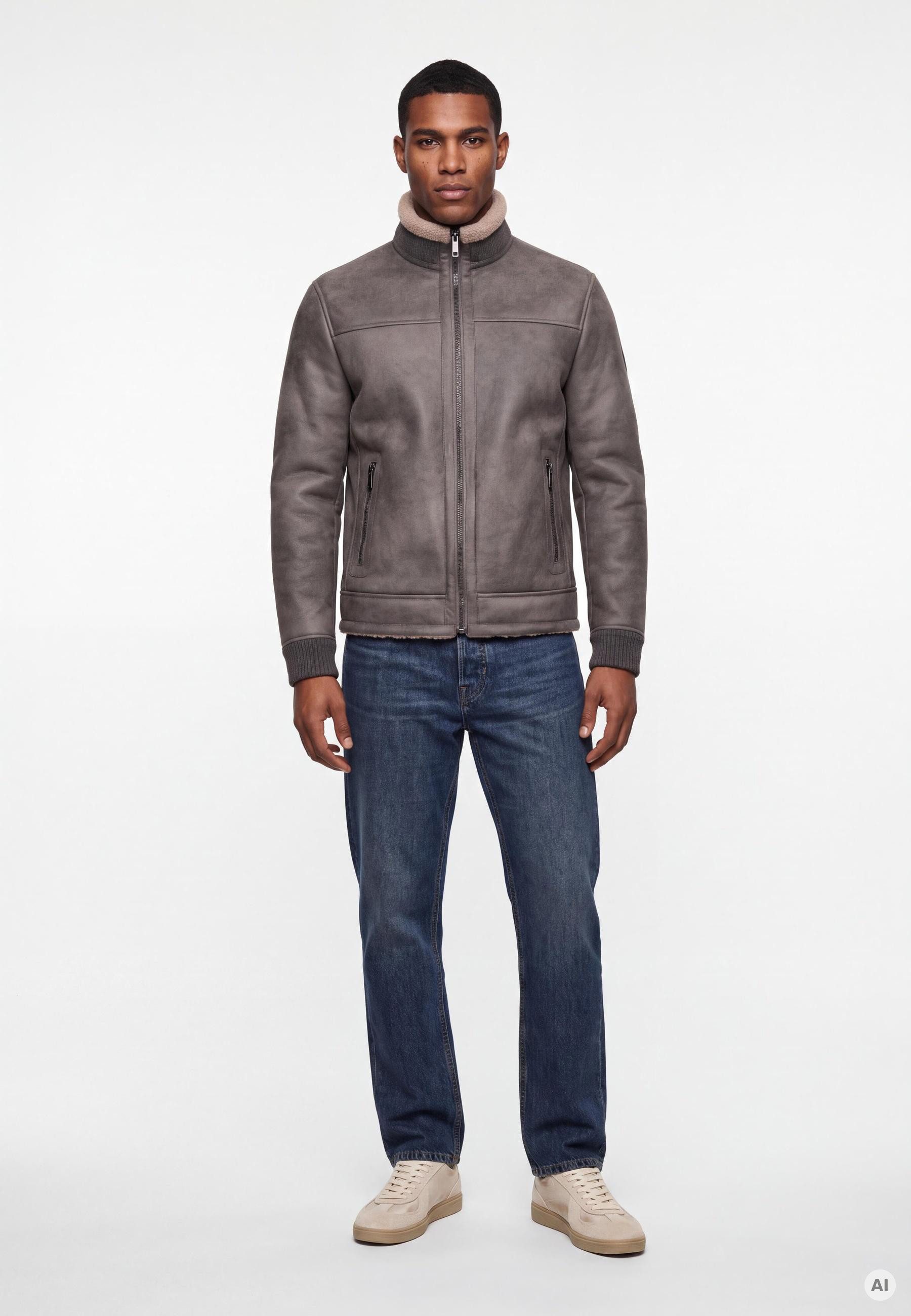 MILESTONE Lederimitatjacke MSRiano Herren casual, klassisch Reißverschluss