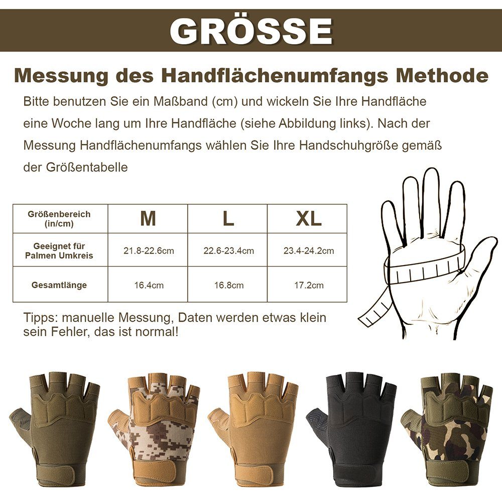 BTTO Hsch. Fahrradhandschuhe Handschuhe Men Fingerlose Tactical Halbfinger, günstig online kaufen