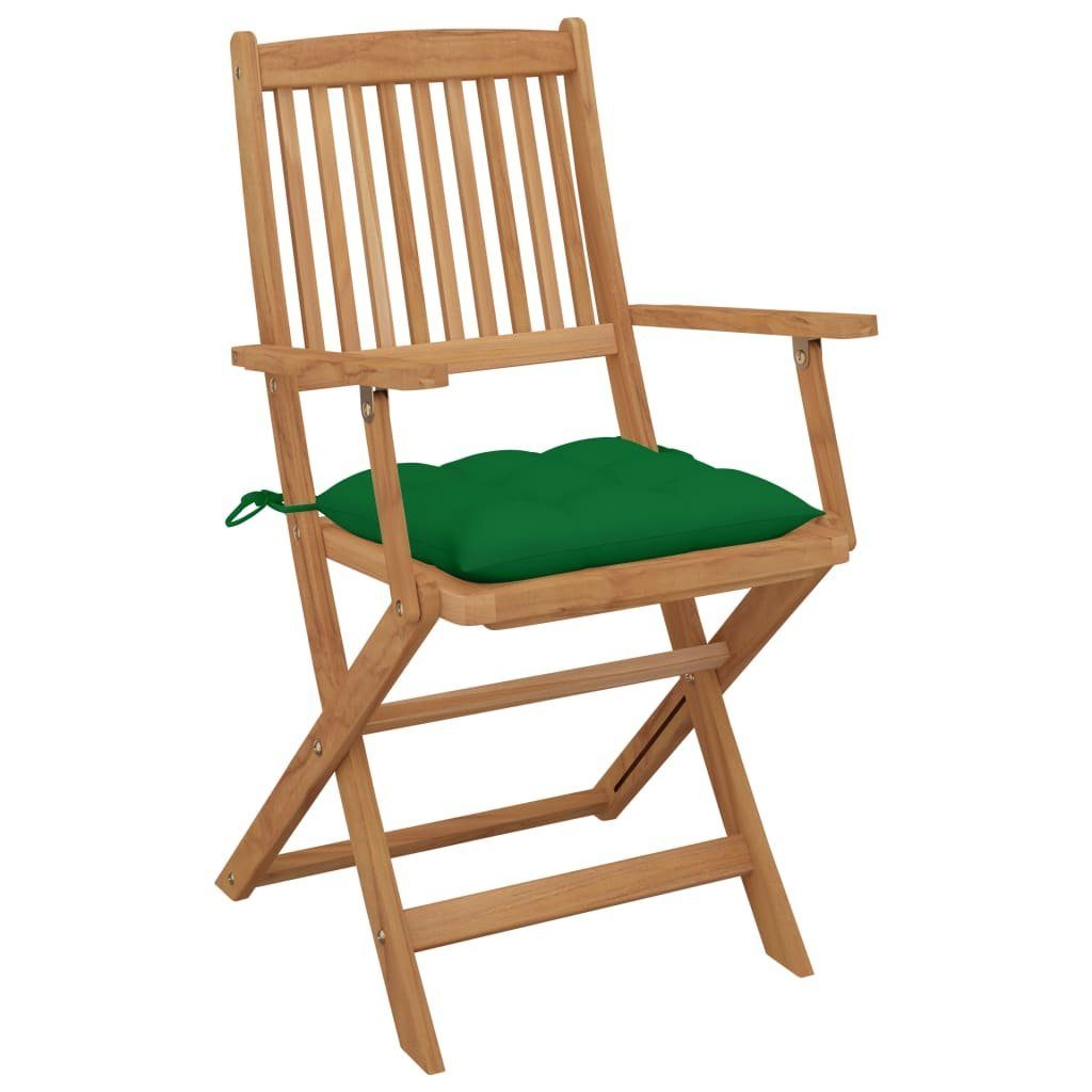 Gartenstühle Stk Klappbare 2 mit Kissen Holz Massivholz vidaXL Akazie Gartenstuhl
