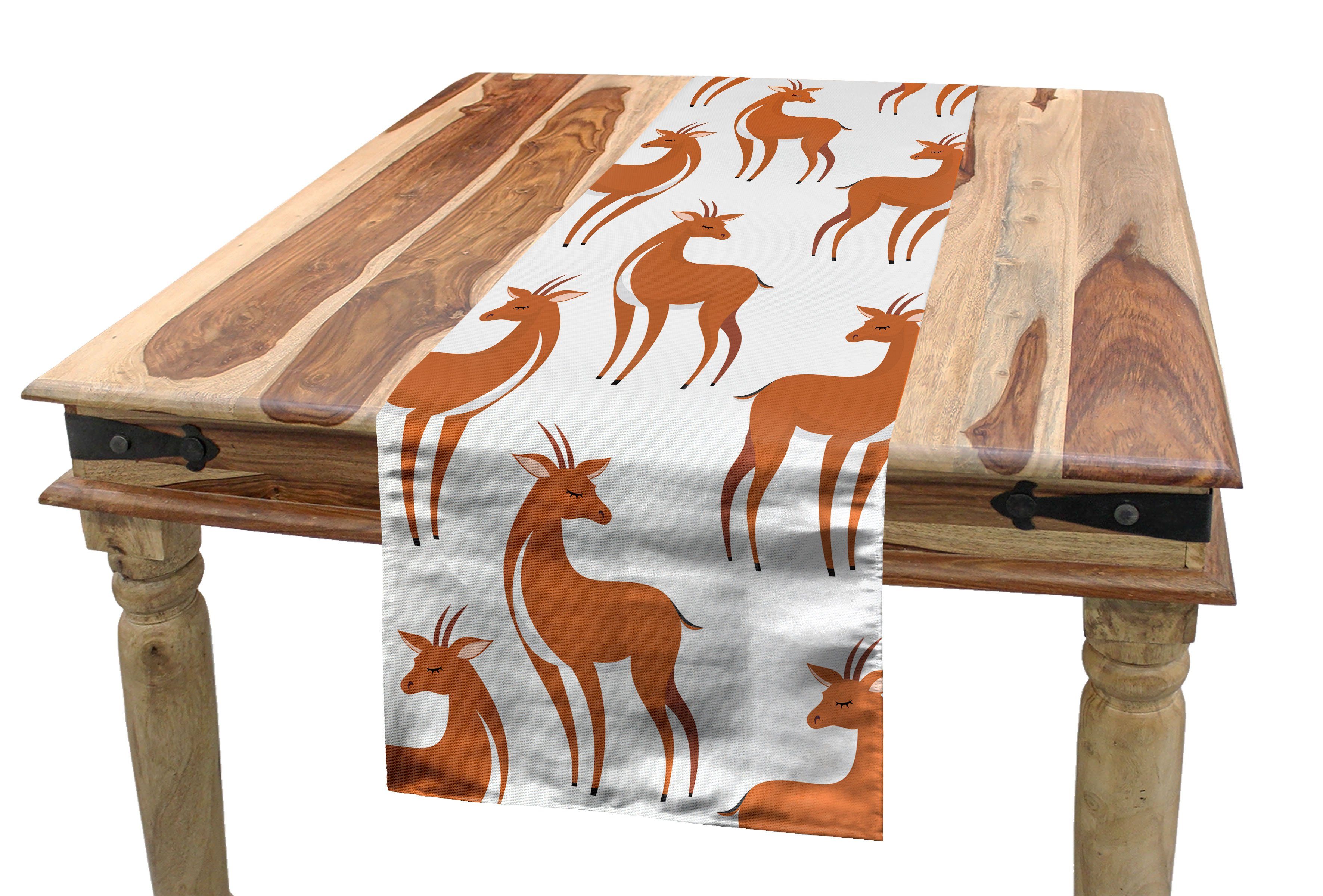 Animal Antilope Cartoon Esszimmer Tischläufer, Tischläufer Abakuhaus Dekorativer Küche Rechteckiger