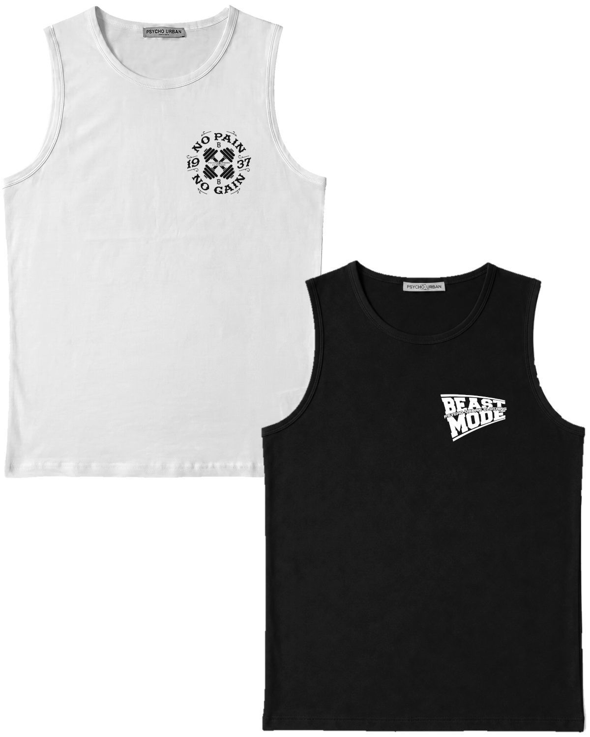 Psycho Urban Tanktop (Spar-Set, 2er Pack) mit Printaufdruck aus Baumwolle