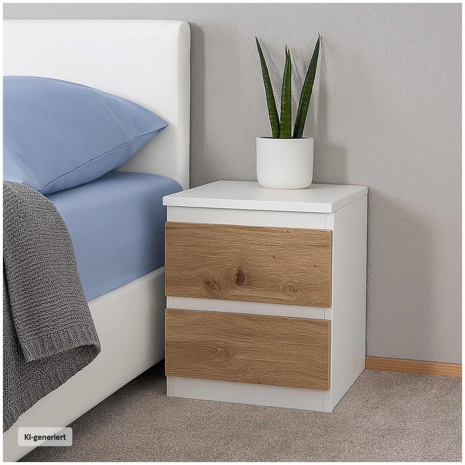 HTI-Living Nachtkommode Nachtkommode 2er Set Weiß-Artisaneiche (Set, 2 St., 2 Nachtkommoden), Nachtschrank Nachttisch